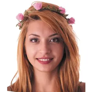 RueDeLaFete Couronne de fleurs roses pas cher