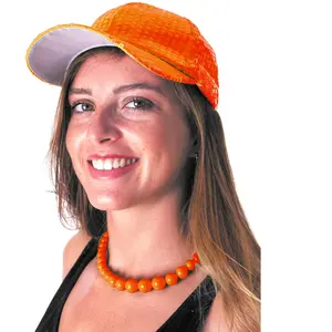 PARTY PRO Casquette Pailletée Orange Fluo