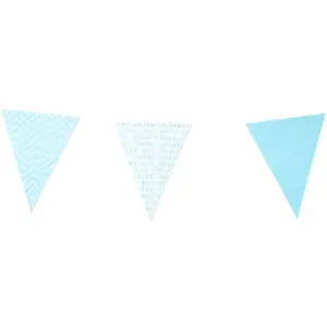 RueDeLaFete Guirlande - Sweet - 12 fanions - Bleu - 3 mètres - Décoration Baptême/Anniversaire pas cher