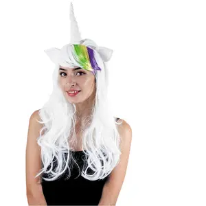 RueDeLaFete Perruque Licorne Blanche - Adulte pas cher
