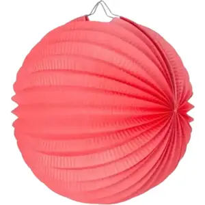 Lampion boule de papier rond corail 30cm pas cher