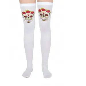 Bas blanc Dia de la Muerte