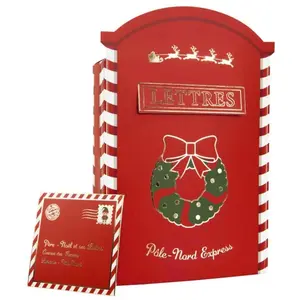 RueDeLaFete Grande Boite aux Lettres Père Noël en carton 29cm (+ 2 lettres) pas cher