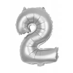 RueDeLaFete Ballon mylar 100cm CHIFFRE 2, ARGENT pas cher