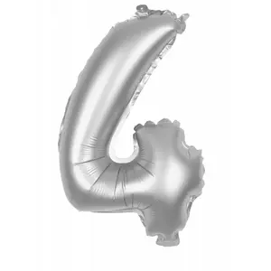 RueDeLaFete Ballon mylar 100cm CHIFFRE 4, ARGENT pas cher