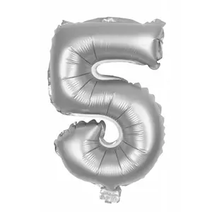 RueDeLaFete Ballon mylar 100cm CHIFFRE 5, ARGENT pas cher