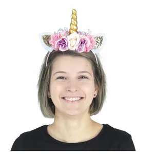 Non communiqué Serre tete Licorne paillette a fleurs