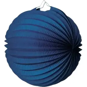 Lampion boule de papier rond bleu marine 30cm pas cher