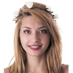 RueDeLaFete Couronne de fleurs blanches FETE-86238W pas cher