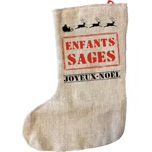 Grande Chaussette de Noël en lin 56 cm