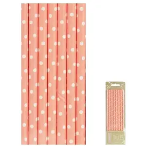 Sachet de 10 pailles Rose Pastel à pois blancsVendu parruedelafete