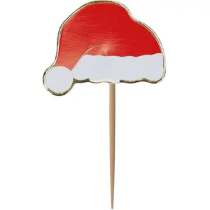 Comparateur de prix : Sachet de 10 pics à cocktail Bonnets de Noël