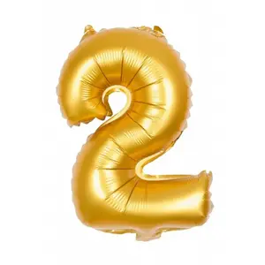 RueDeLaFete Ballon mylar 36cm CHIFFRE 2, Or pas cher