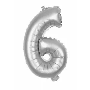 RueDeLaFete Ballon mylar 36cm CHIFFRE 6, Argent pas cher