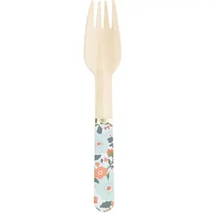 RueDeLaFete Sachet de 8 fourchettes Fleuries pas cher