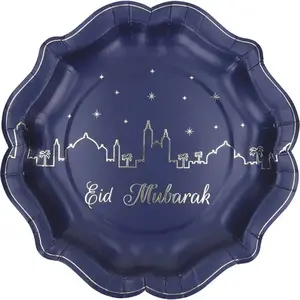 Comparateur de prix : Lot de Assiettes 8 Gobelets Eid Mubarak, bleu