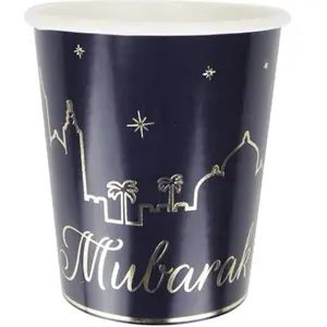 RueDeLaFete Lot de 8 Gobelets Eid Mubarak, bleu pas cher