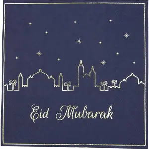 Comparateur de prix : Lot de 16 Serviettes Eid Mubarak, bleu