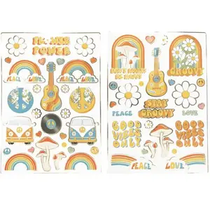 RueDeLaFete Set de 55 stickers Hippy Party pas cher