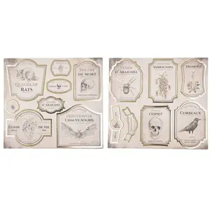 Comparateur de prix : Planche 15 stickers pour bouteille Cabinet des curiosités
