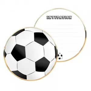 Cartes d'invitation - PARTY PRO - Foot - Sachet de 8 - Forme de ballon - Bordure dorée pas cher