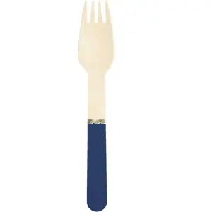 Comparateur de prix : Sachet de 8 fourchettes en bois bleu marine et or