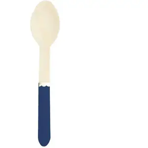 Comparateur de prix : Sachet de 8 cuillères en bois bleu marine et or