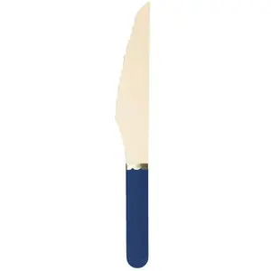 Comparateur de prix : Sachet de 8 couteaux en bois bleu marine et or