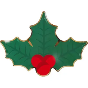 JOUR DE FETE 8 Assiettes - Collection Houx de Noël pas cher
