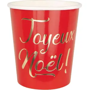Comparateur de prix : Sachet de 8 Gobelets Joyeux Noël, Rouge et Or