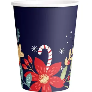 Sachet de 8 gobelets Nuit de Noël bleu marine pas cher