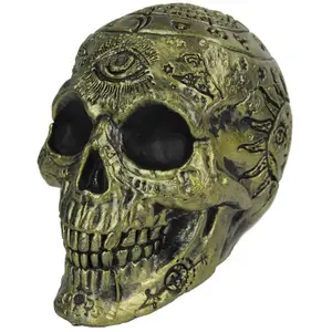 Comparateur de prix : Crâne squelette pentagramme doré 16 cm