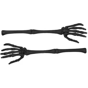 RueDeLaFete Lot de 2 bras de squelette couverts à salade, Noir pas cher