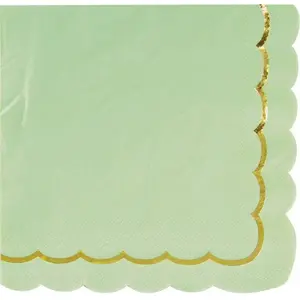 Comparateur de prix : Sachet de 16 Serviettes, vert sauge et or