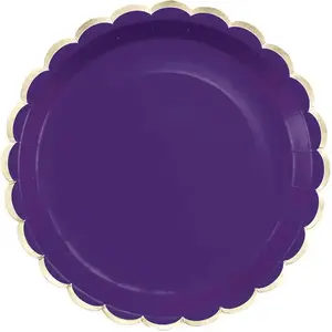 Comparateur de prix : Sachet de 8 Assiettes 23 cm Violet et or