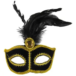 Comparateur de prix : Loup vénitien avec plumes, Or et Noir