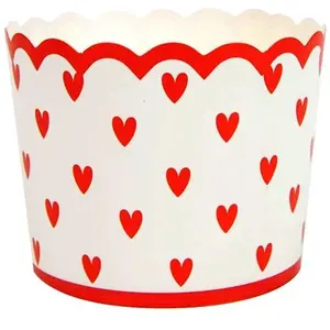 RueDeLaFete Lot de 8 Pots festonnés 6x7cm à coeurs rouges pas cher