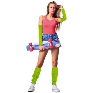 Comparateur de prix : Lot de 2 Manchettes/Guêtres tricot fluo vert