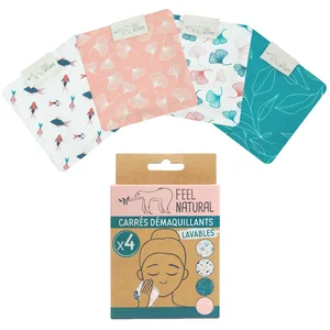 Carré démaquillant Feel Natural (lot de 4) pas cher