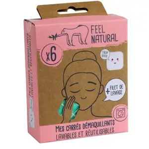Feel Natural Coton Carre Démaquillant 6uts pas cher