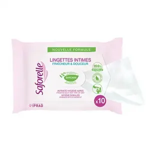 Comparateur de prix : Merkloos / Sans marque Saforelle Lingettes Hygiène Intime Pocket Biodégradable Sachet de 10