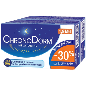 Comparateur de prix : Chronodorm Mélatonine 1,9mg Lot de 2 x 30 comprimés sublinguaux