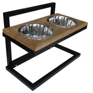 MORIN IMPORT Porte gamelles réglable en bois sur pied pas cher