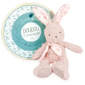 Comparateur de prix : peluche Pantin en coton Bio - Lapin Rose Doudou et Compagnie - Paris
