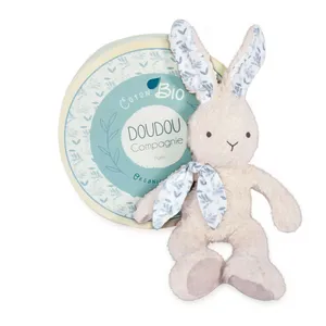 peluche Pantin en coton Bio - Lapin Blanc Doudou et Compagnie - Paris pas cher