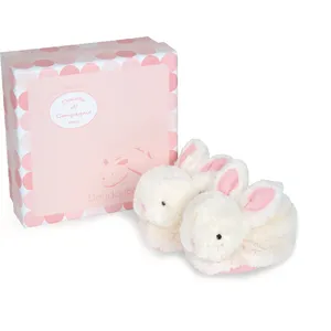Doudou et Compagnie Coffret chaussons lapin bonbon rose TU pas cher