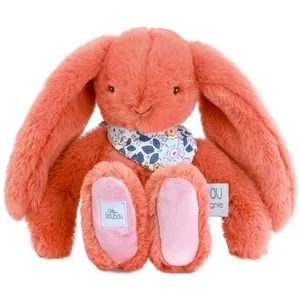 Doudou et Compagnie Peluche Lapin Fleurette Terracotta 25 Cm pas cher