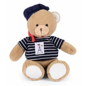 Peluche Doudou et Compagnie Ours Marinière Tour Eiffel 26 cm pas cher