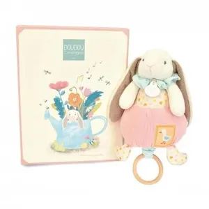 Peluche musicale lapin ciboulette ROSE Doudou & Compagnie pas cher