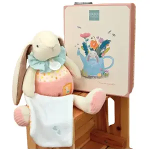 Peluche pantin lapin ciboulette ROSE Doudou & Compagnie pas cher